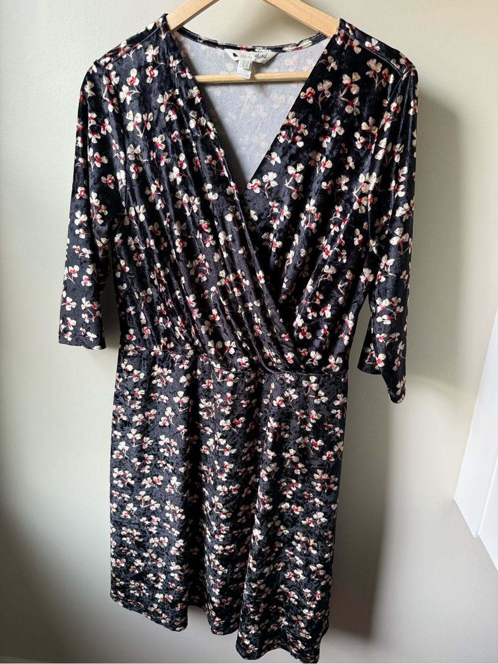 YUMI Moody Floral Velvet Mini Dress Whimsigoth Dark Romantic Grunge Goth Vamp 14